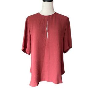 Theory - Short Sleeve SILK Flutter Sleeve Short Sleeve Blouse Top - Size Small